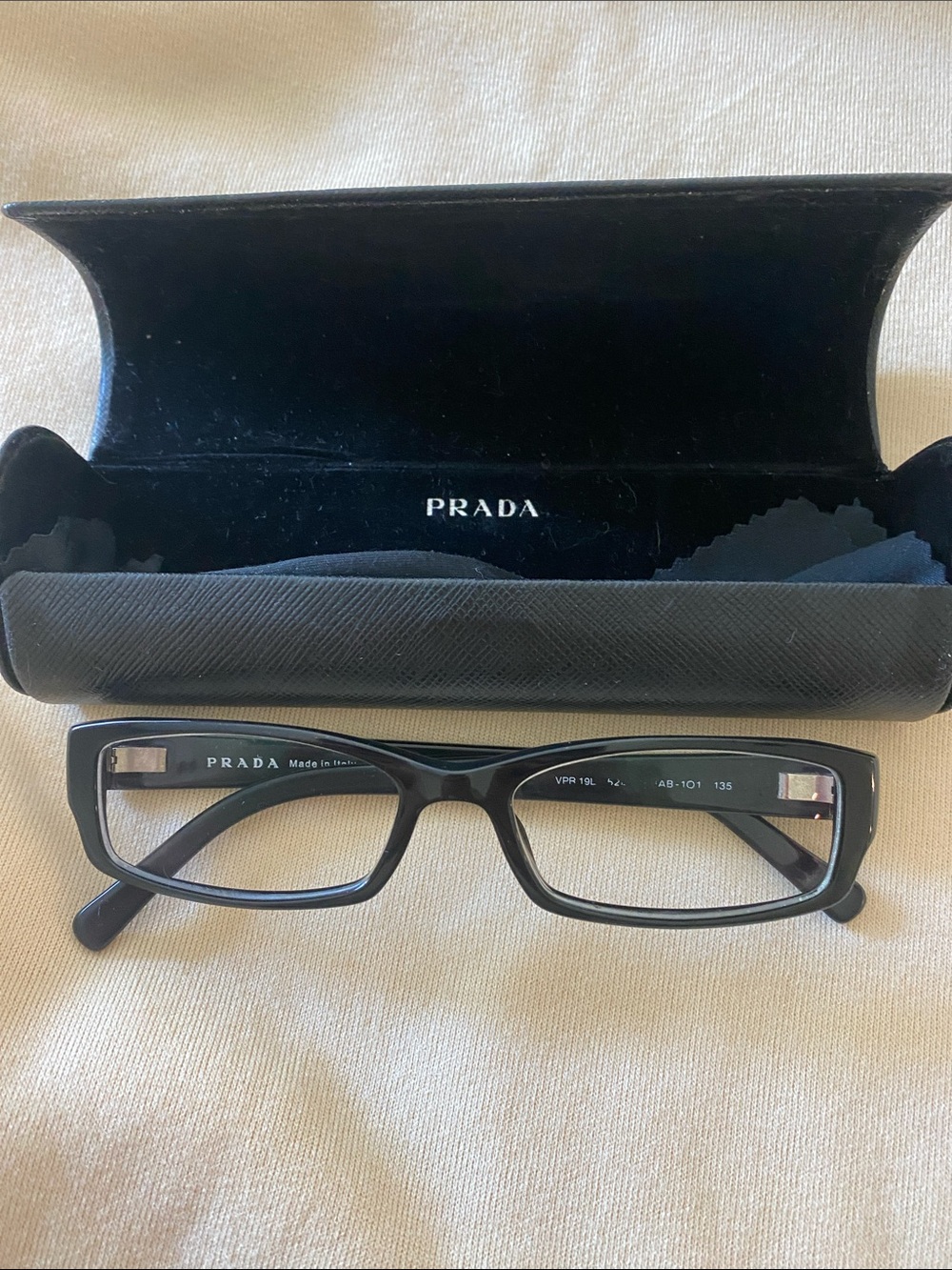 Prada Black Rectangular Men’s or Women’s Eyeglasses with Case